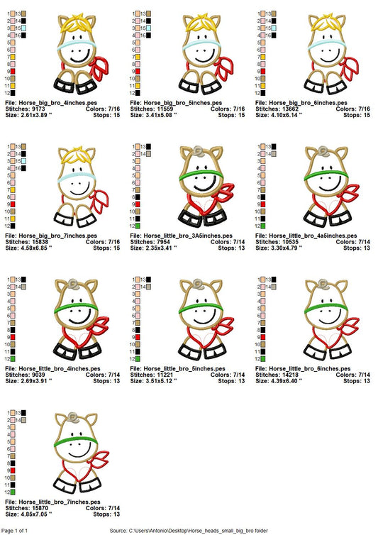 Cute Horse Applique Set of 2