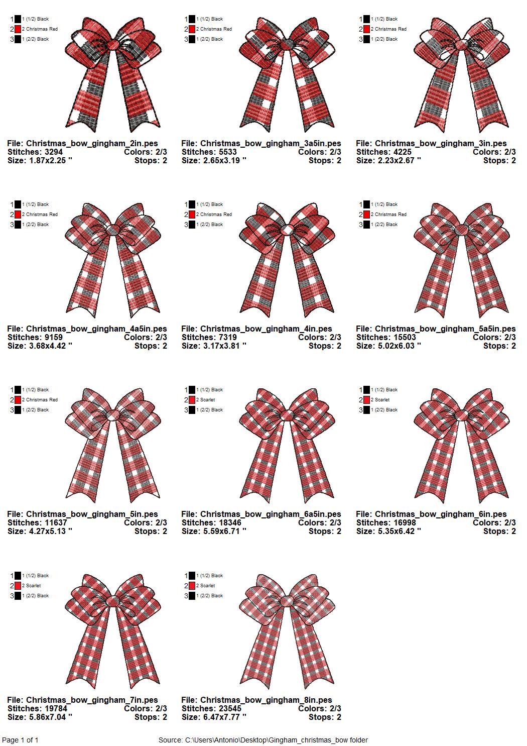 Gingham Plaid Christmas Bow