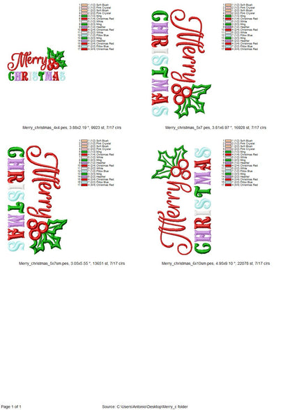 Merry Christmas Saying Holly Flower