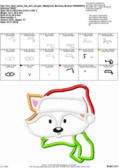 Christmas Fox Santa Applique