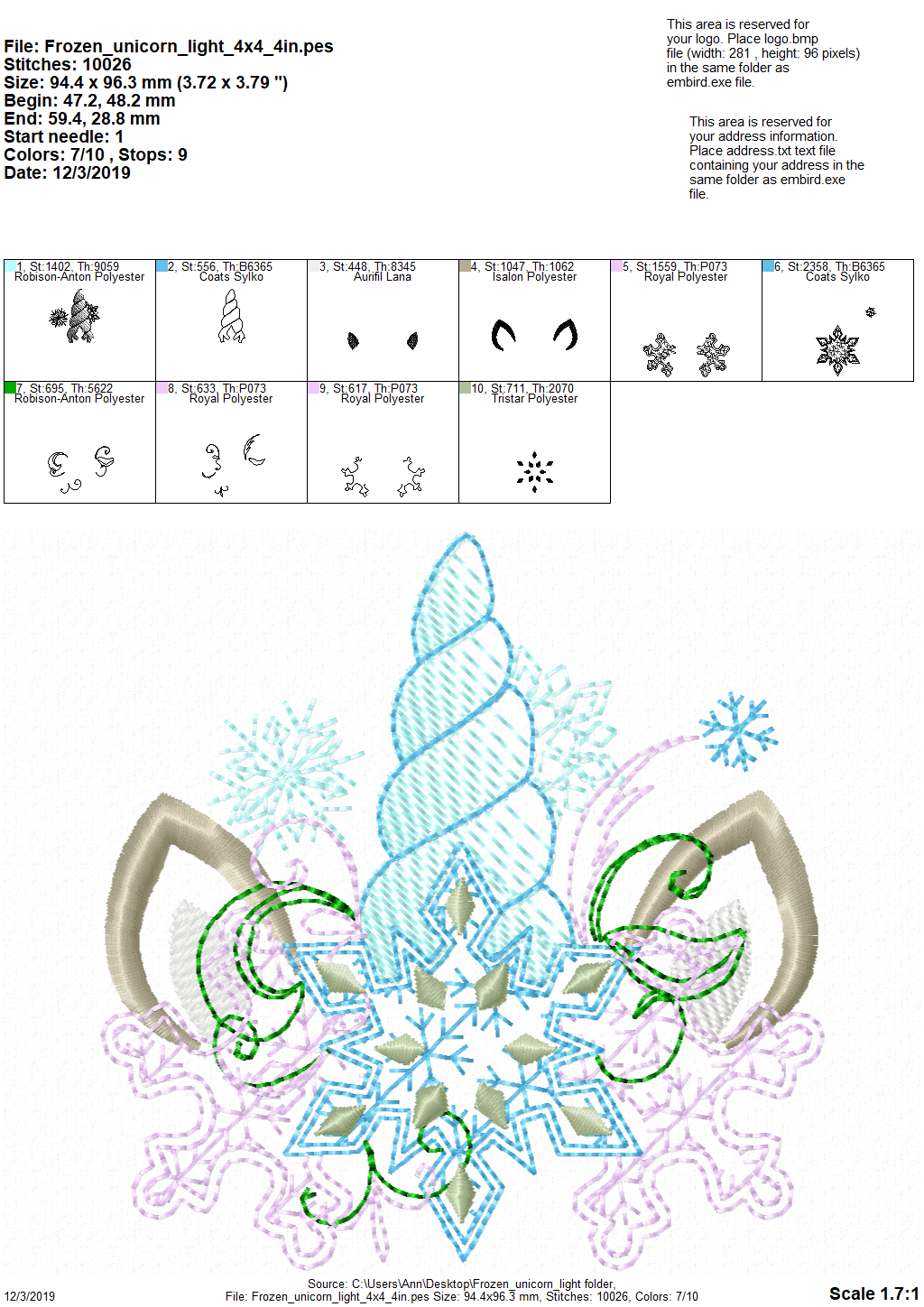 Light Stitch Frozen Snowflake Christmas Unicorn