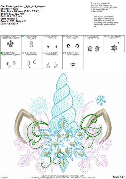 Light Stitch Frozen Snowflake Christmas Unicorn