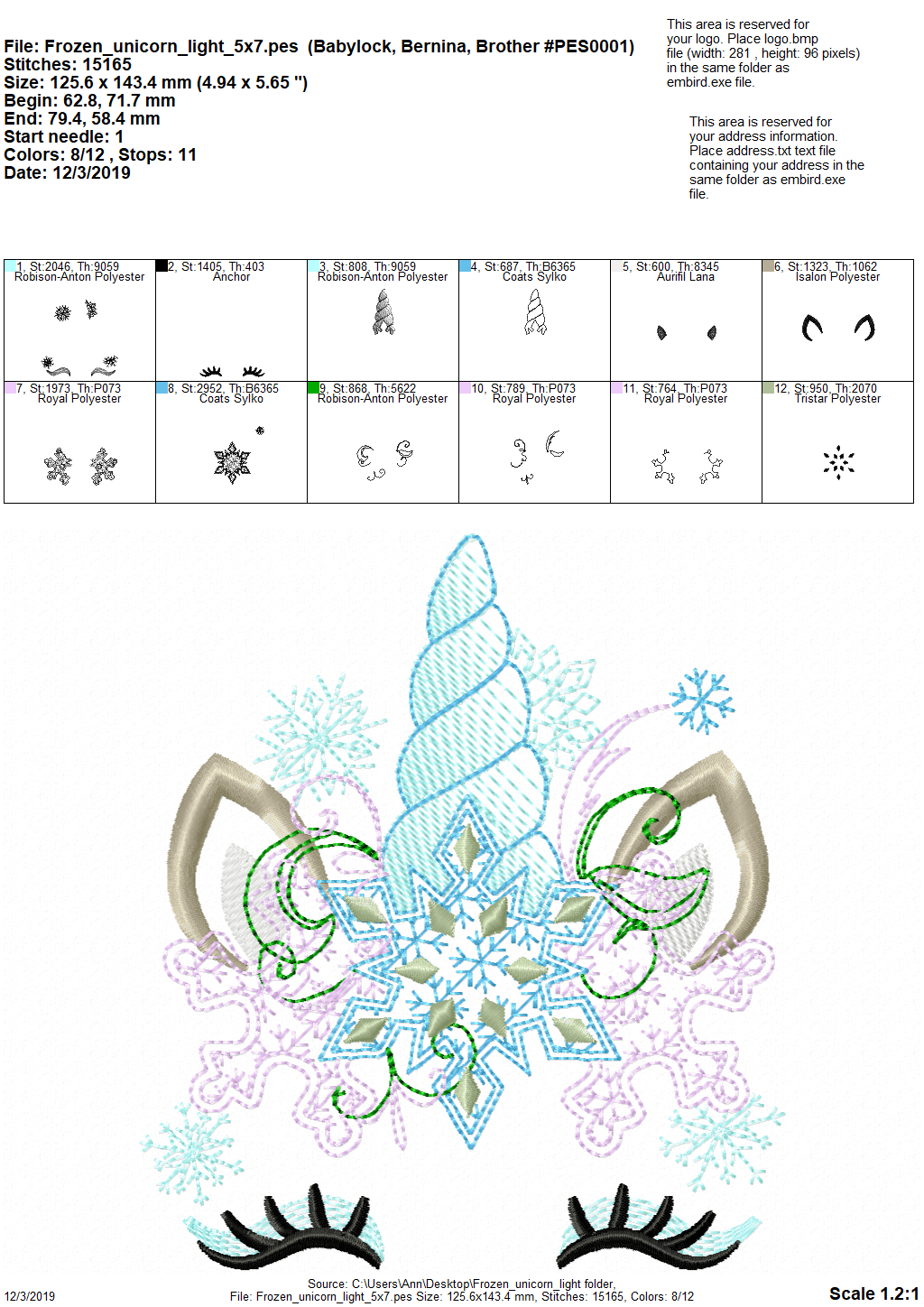 Light Stitch Frozen Snowflake Christmas Unicorn