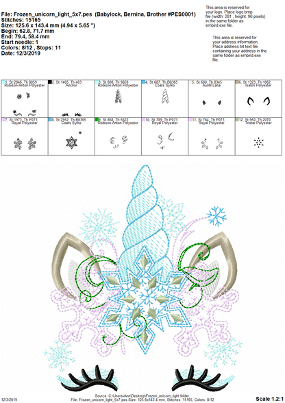 Light Stitch Frozen Snowflake Christmas Unicorn