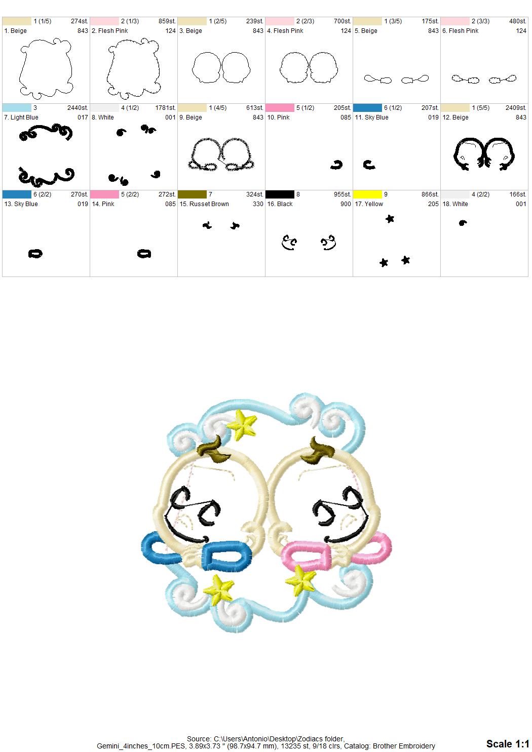 Zodiac Astrology Sign Set of 12 – Boy embroidery design instant download by Artapli