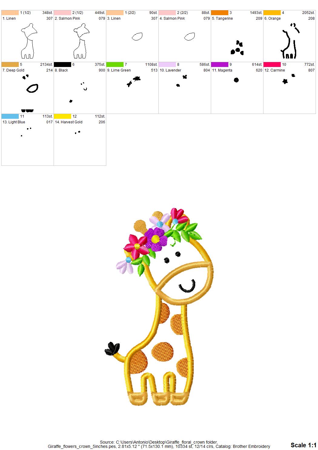 Little Giraffe Baby with Floral Crown