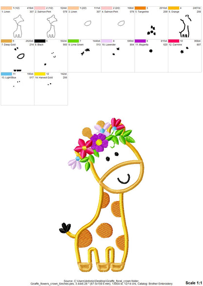 Little Giraffe Baby with Floral Crown