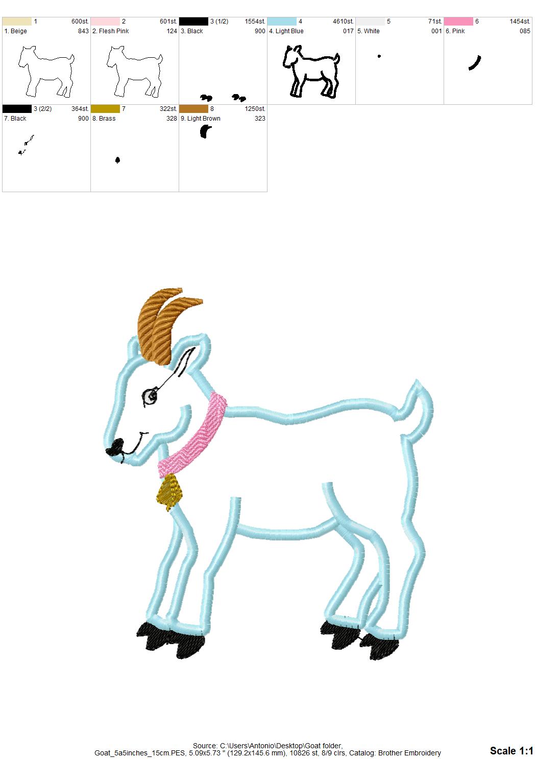 Goat with horns and without