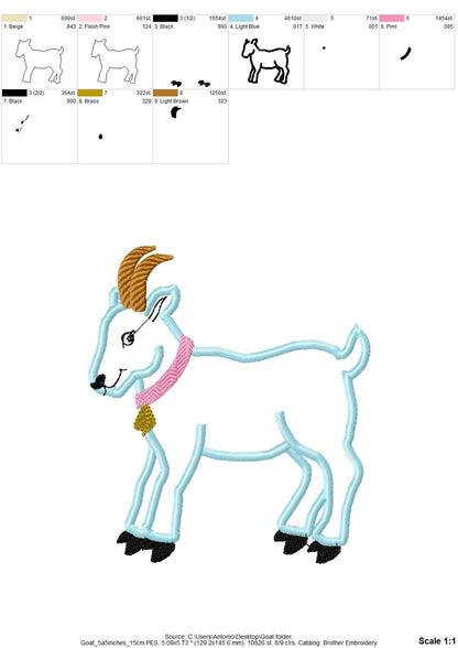 Goat with horns and without