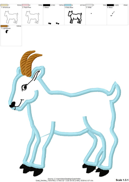 Goat with horns and without