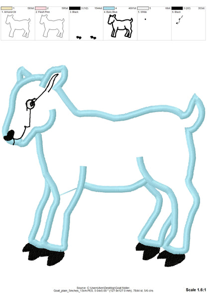 Goat with horns and without