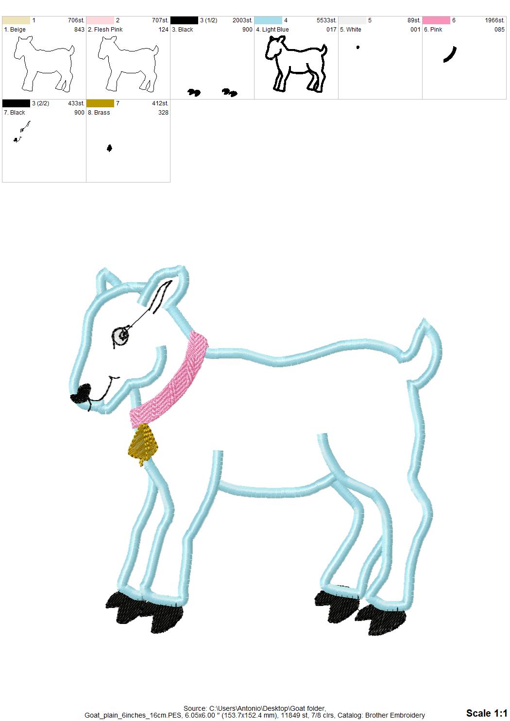 Goat with horns and without
