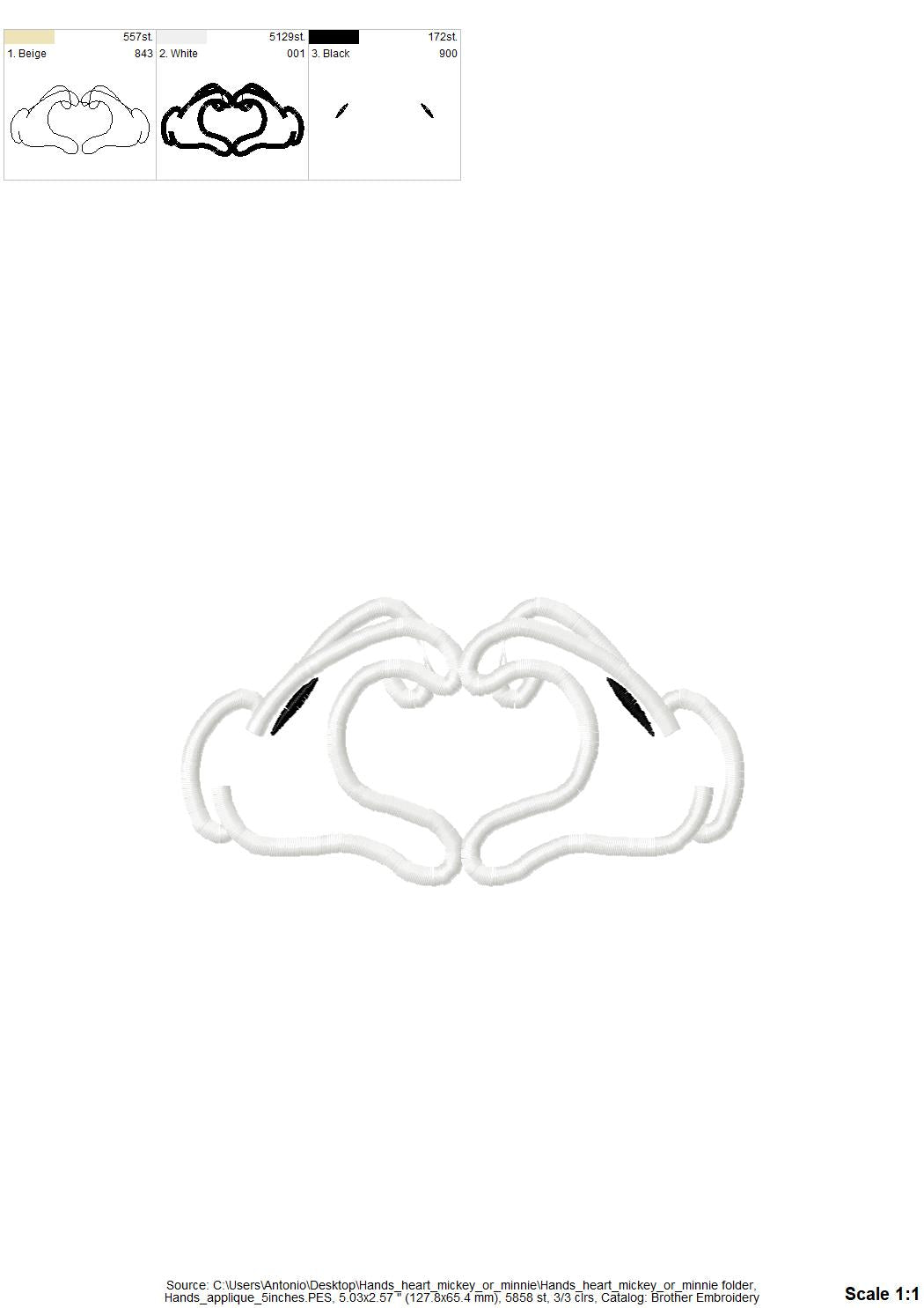 Miss and Mister Mouse Hand Heart