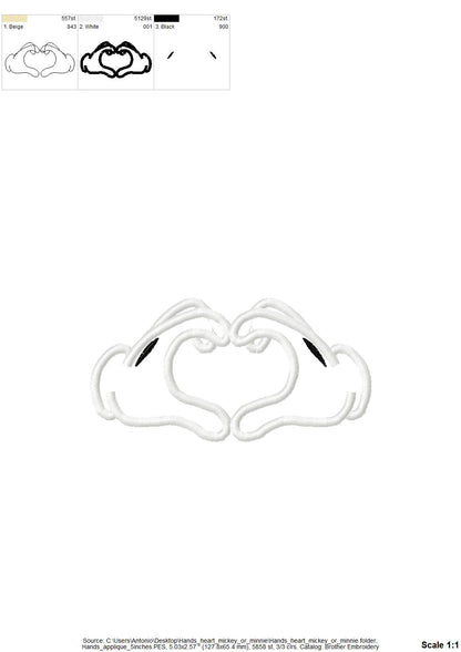 Miss and Mister Mouse Hand Heart