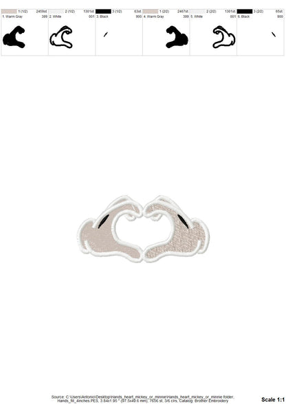 Miss and Mister Mouse Hand Heart