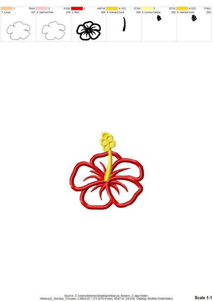 Hibiscus Flower Set of 3