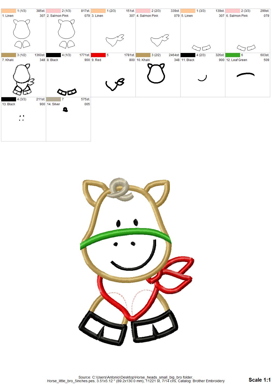 Cute Horse Applique Set of 2