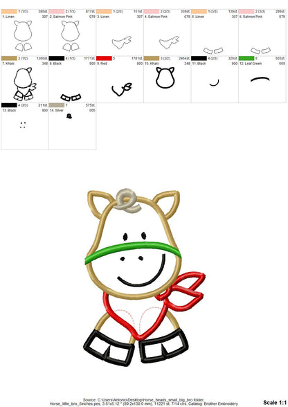 Cute Horse Applique Set of 2