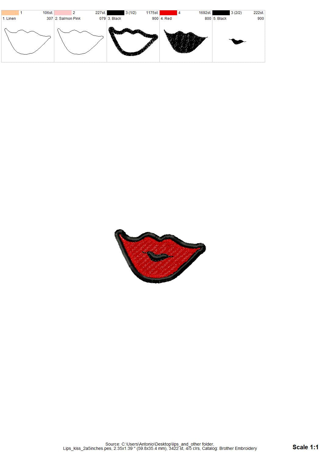 Mouth and Kiss Patch Set of 3