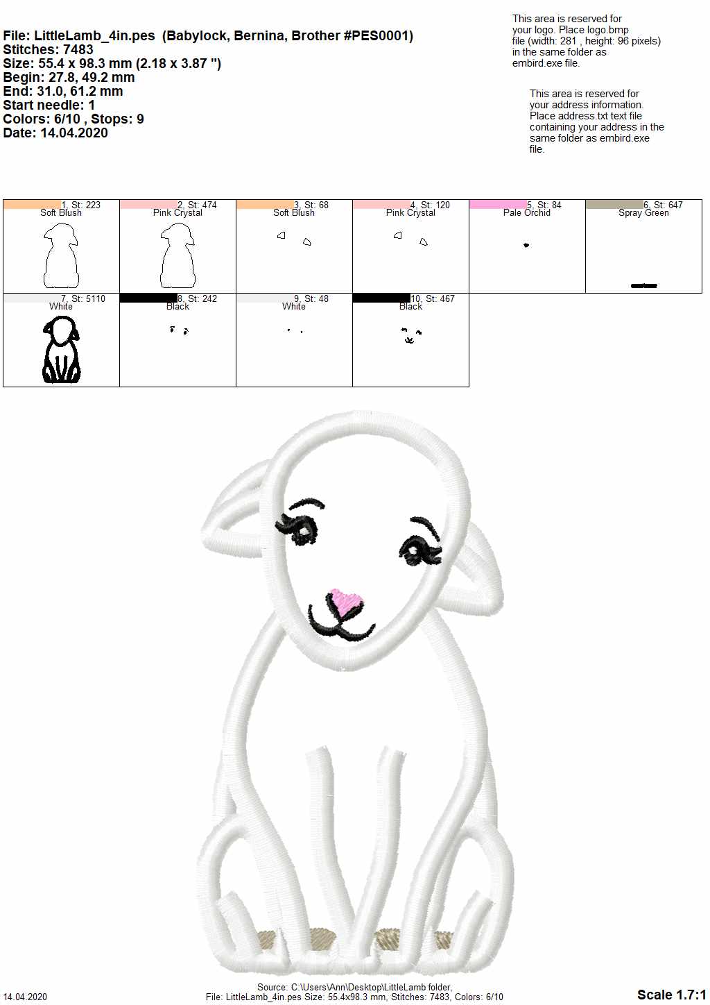 Little Lamb Sheep Applique