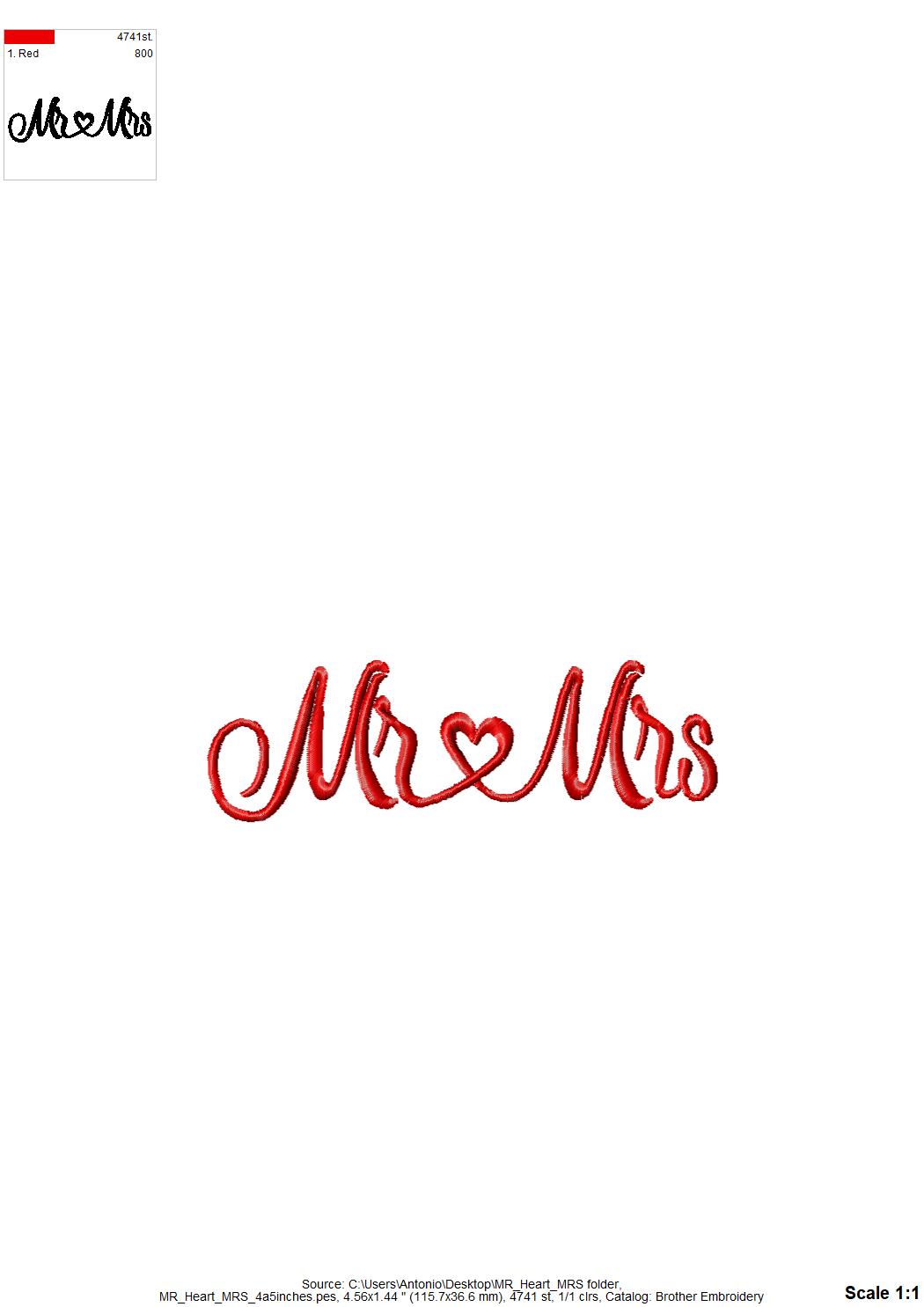 Mr and Mrs with Heart – Border machine embroidery design by Artapli