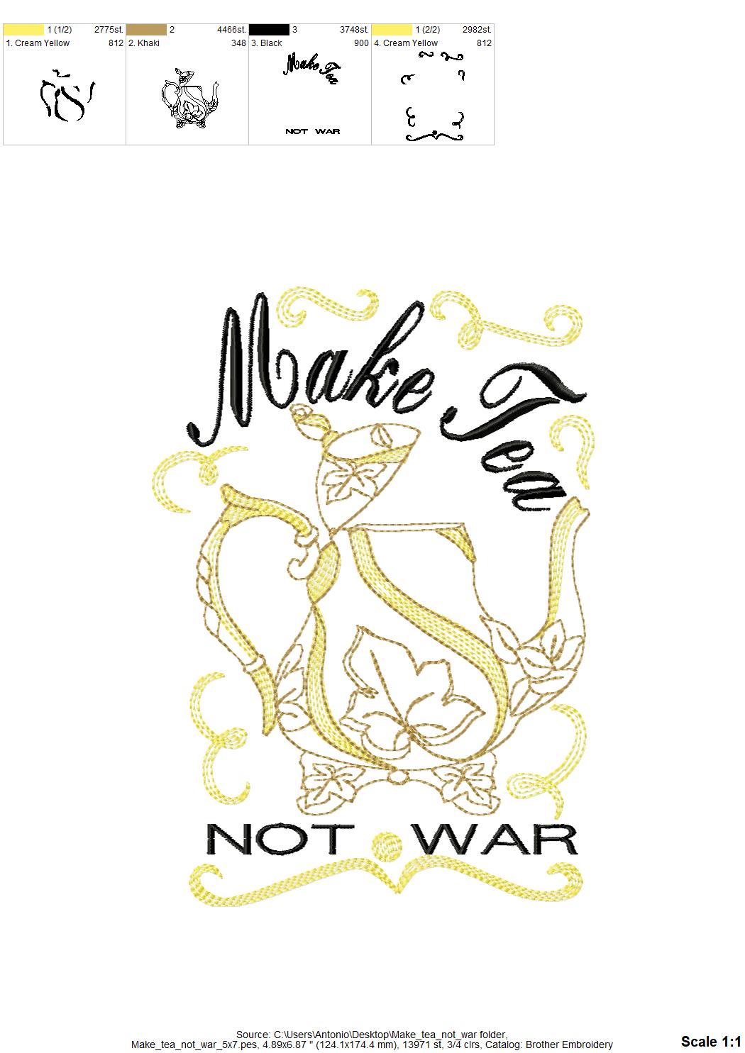 Make Tea not War Saying
