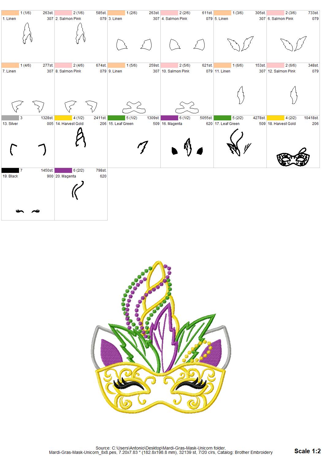 Unicorn Mardi Gras Mask