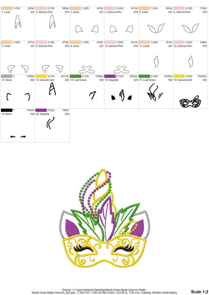Unicorn Mardi Gras Mask