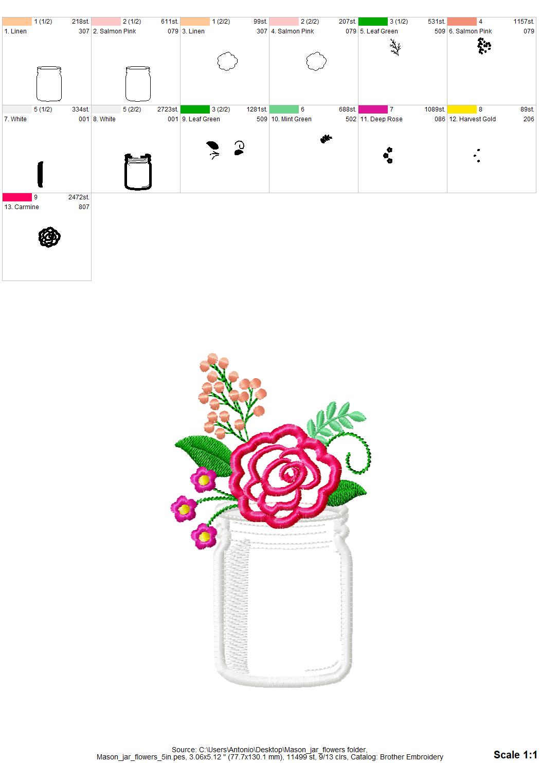 Rose Flower in Mason Jar