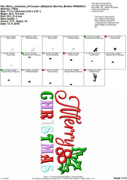 Merry Christmas Saying Holly Flower