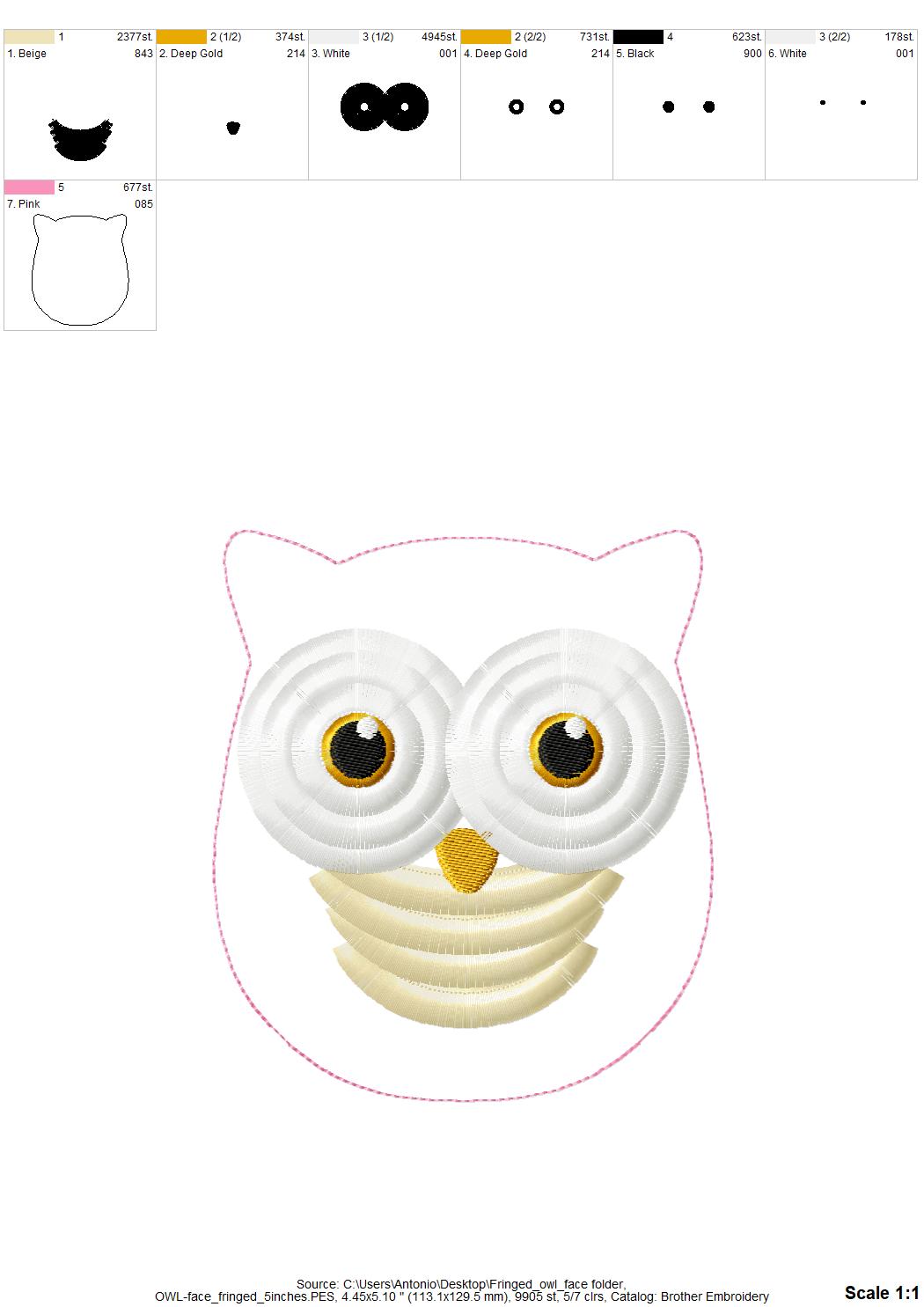 Fringed Owl with Outline