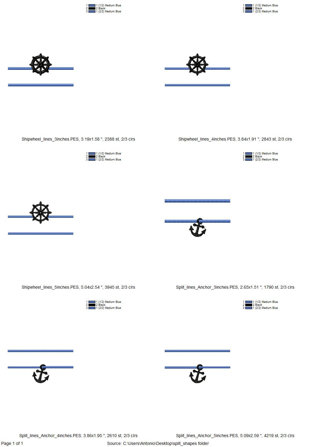 Nautical Ship wheel and anchor 2 types split and mini – Sizes 3" 4" 5" 0.5" 0.7" 0.8" BX Digital Font File | Artapli