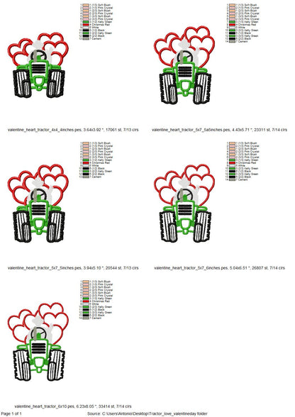 Valentine Day Tractor Bringing Hearts