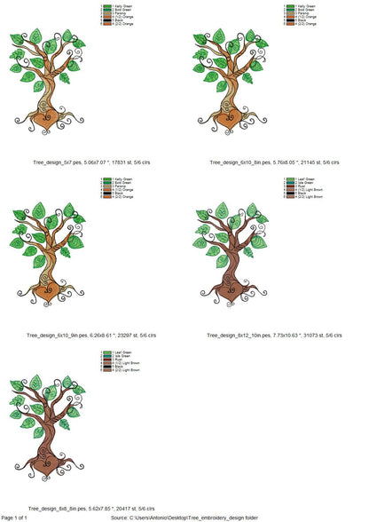 Tree of Life and Heart – Sizes 7" 7.5" 8" 8.5" 9" 10" Digital Embroidery File | Artapli