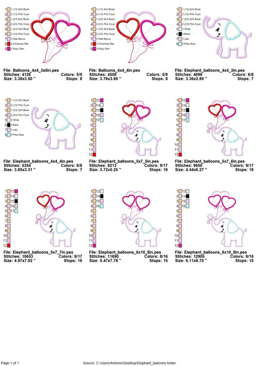 Valentine Elephant with Heart Balloon