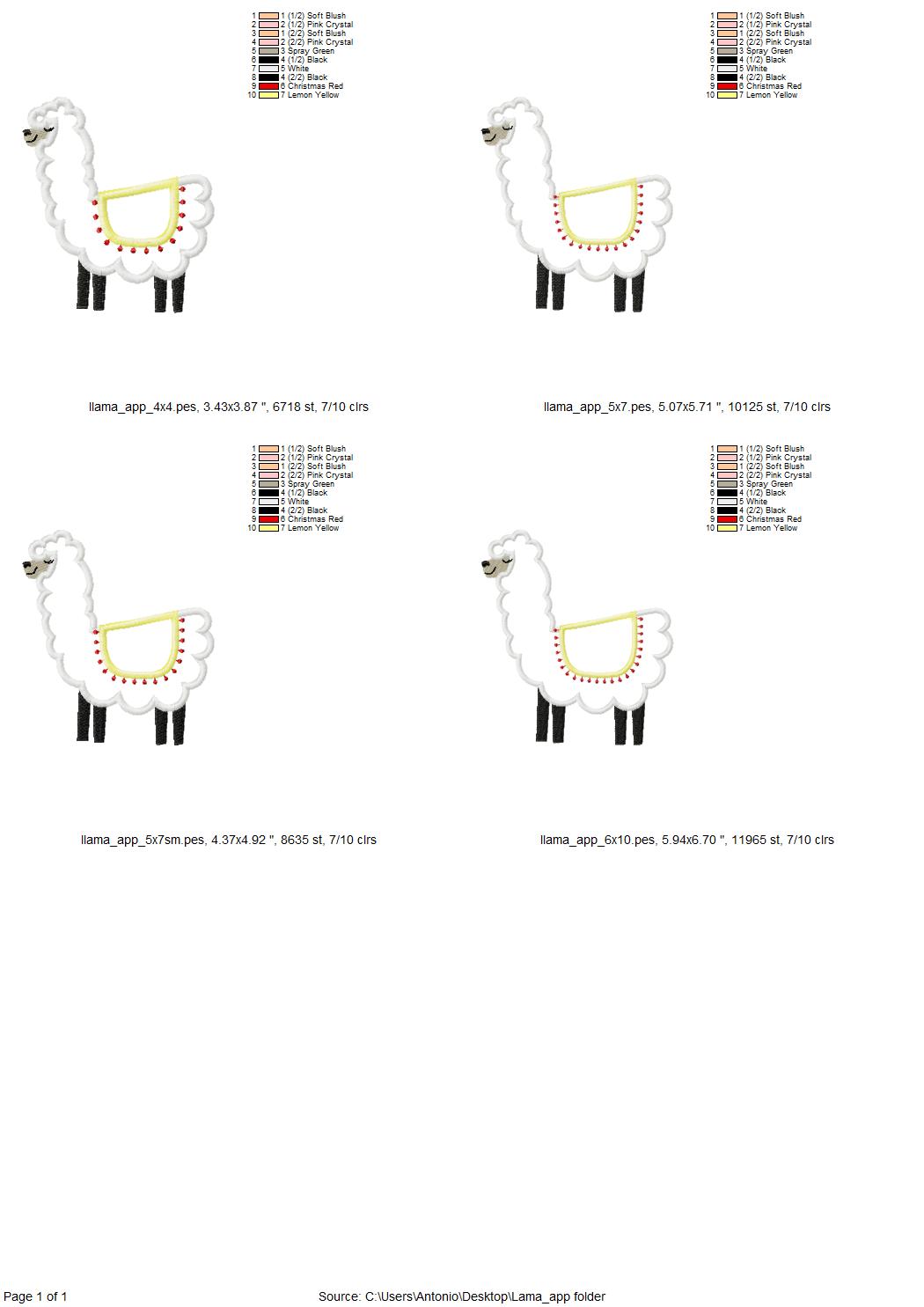 Llama Alpaca Applique