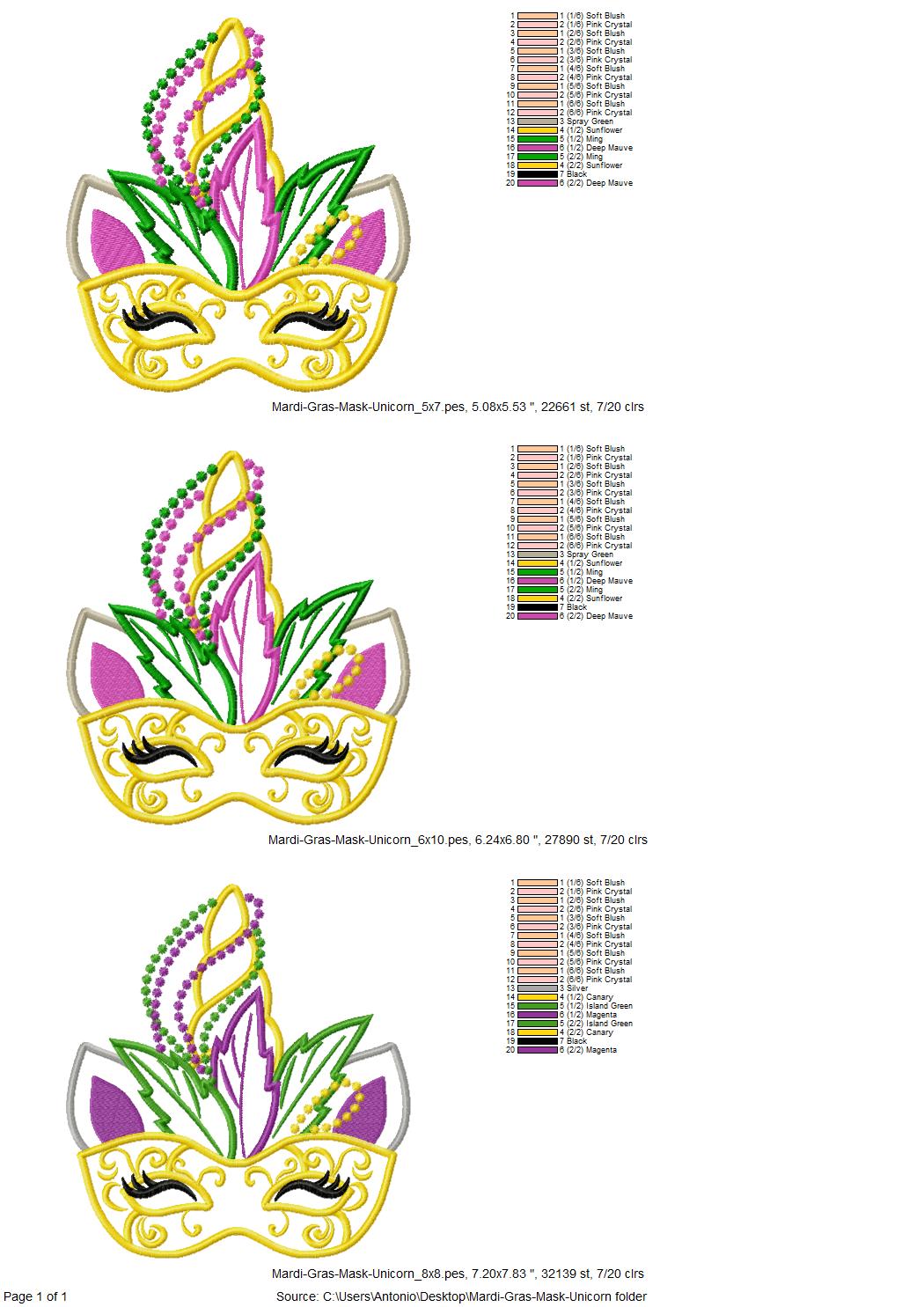 Unicorn Mardi Gras Mask