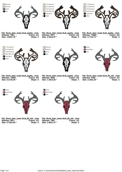 Buck Deer Skull Applique