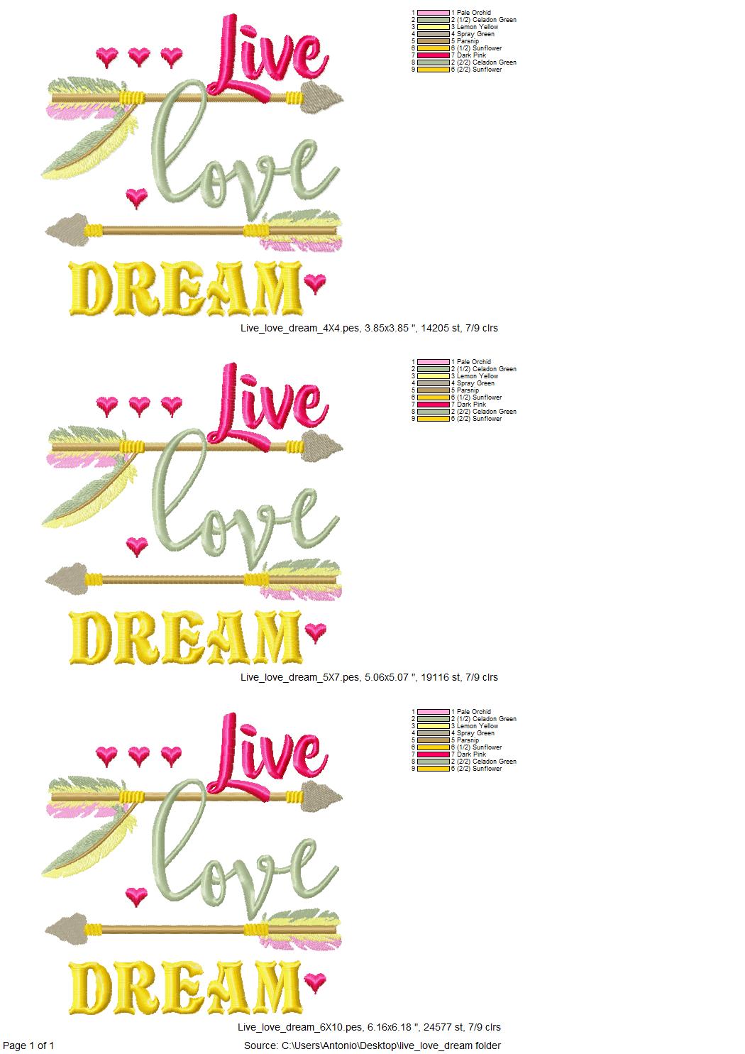 Live Love Dream Saying