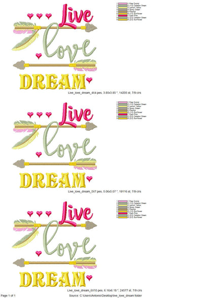 Live Love Dream Saying