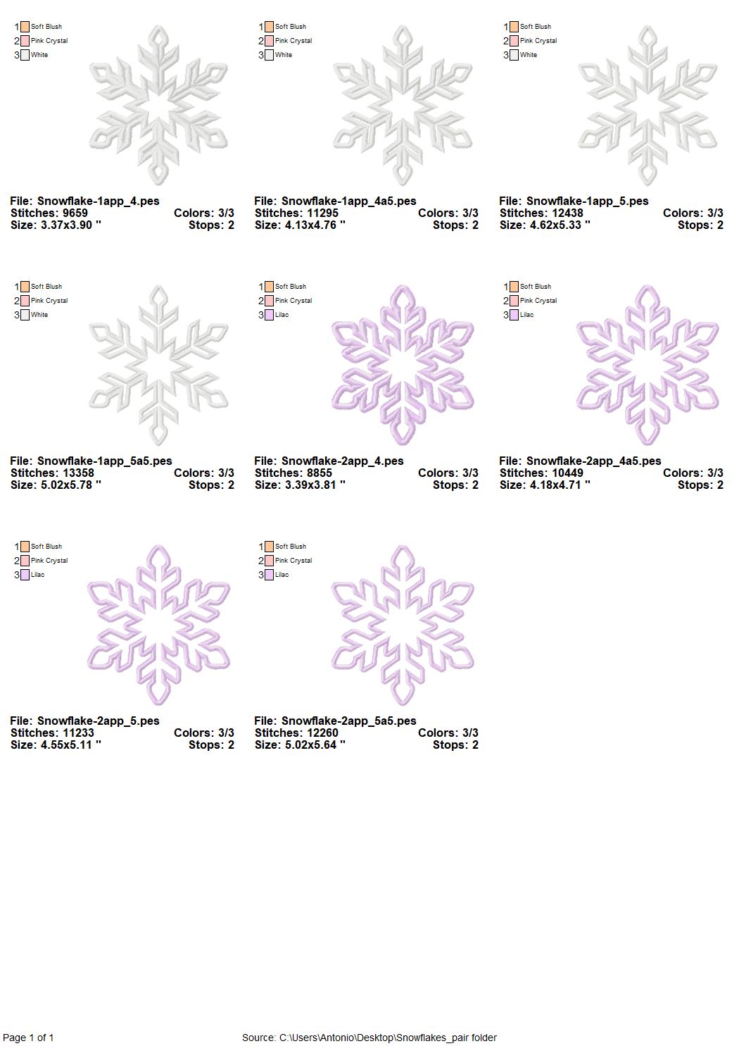 Snowflake Applique Set of 2