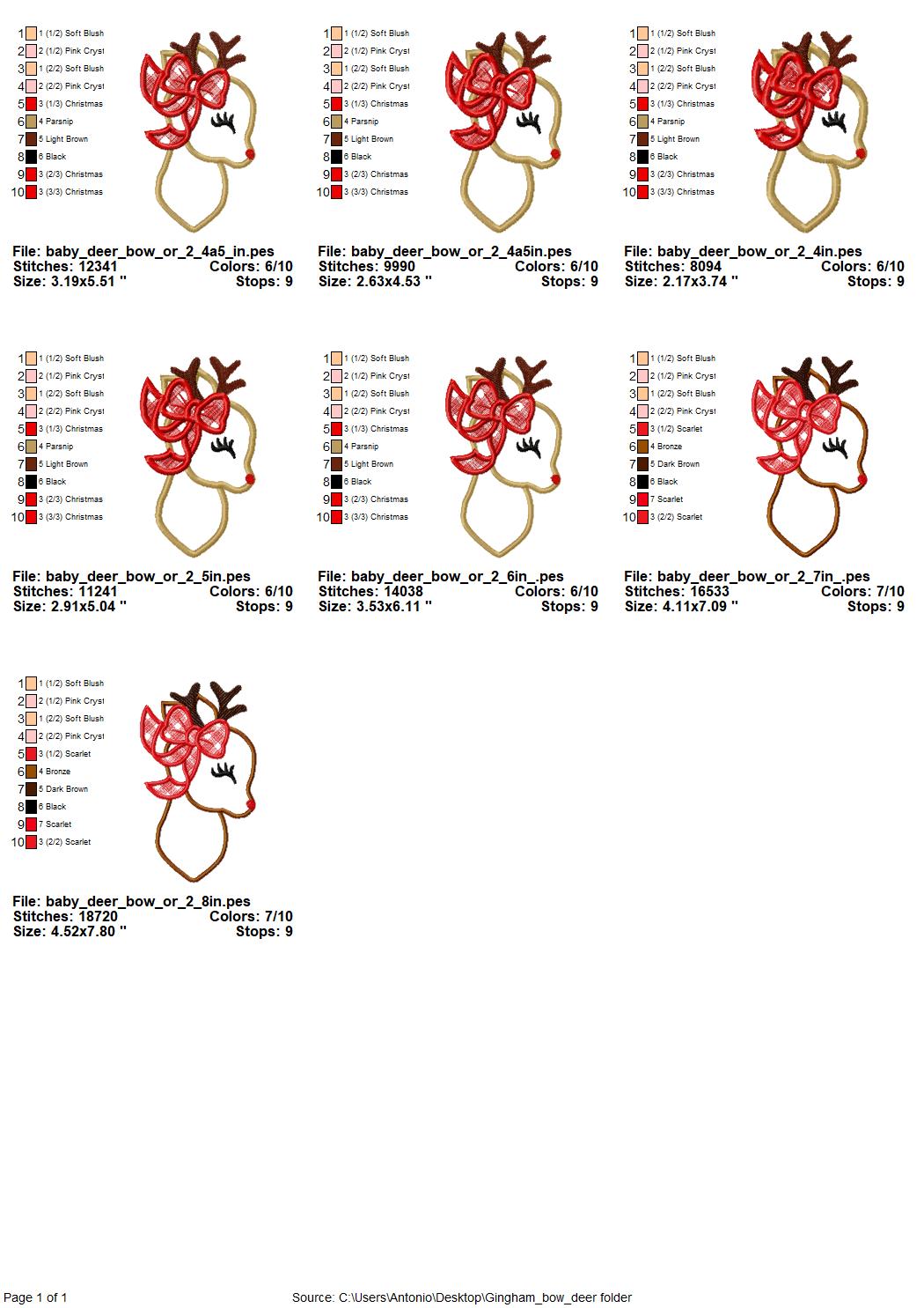 Deer Girl with Bow Applique