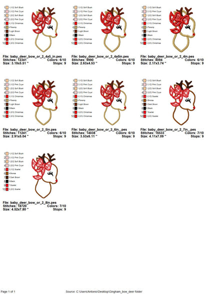 Deer Girl with Bow Applique