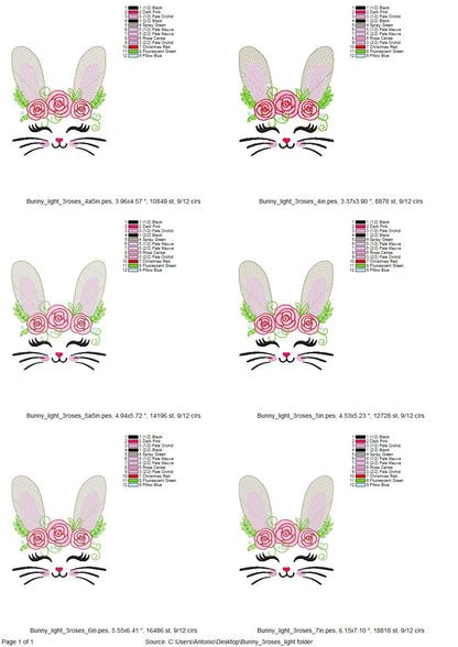 Light Stitch Bunny with Roses