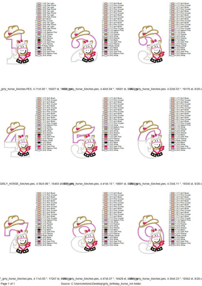 Little Cowgirl Birthday Numbers Set