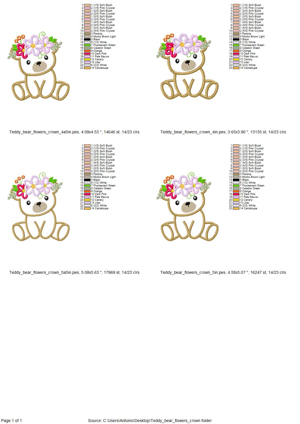 Little Floral Teddy Bear