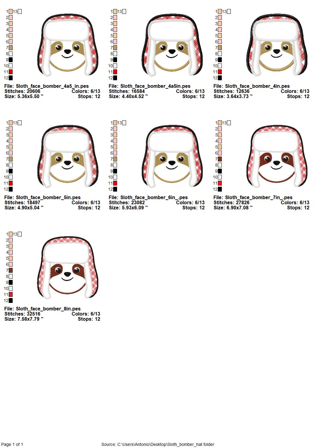 Christmas Sloth and Bomber Hat