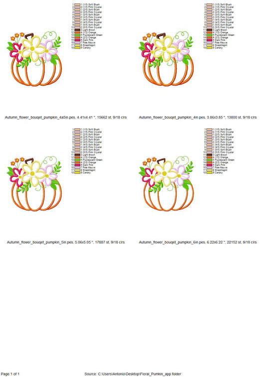 Floral Pumpkin Applique – Instant Download | Artapli
