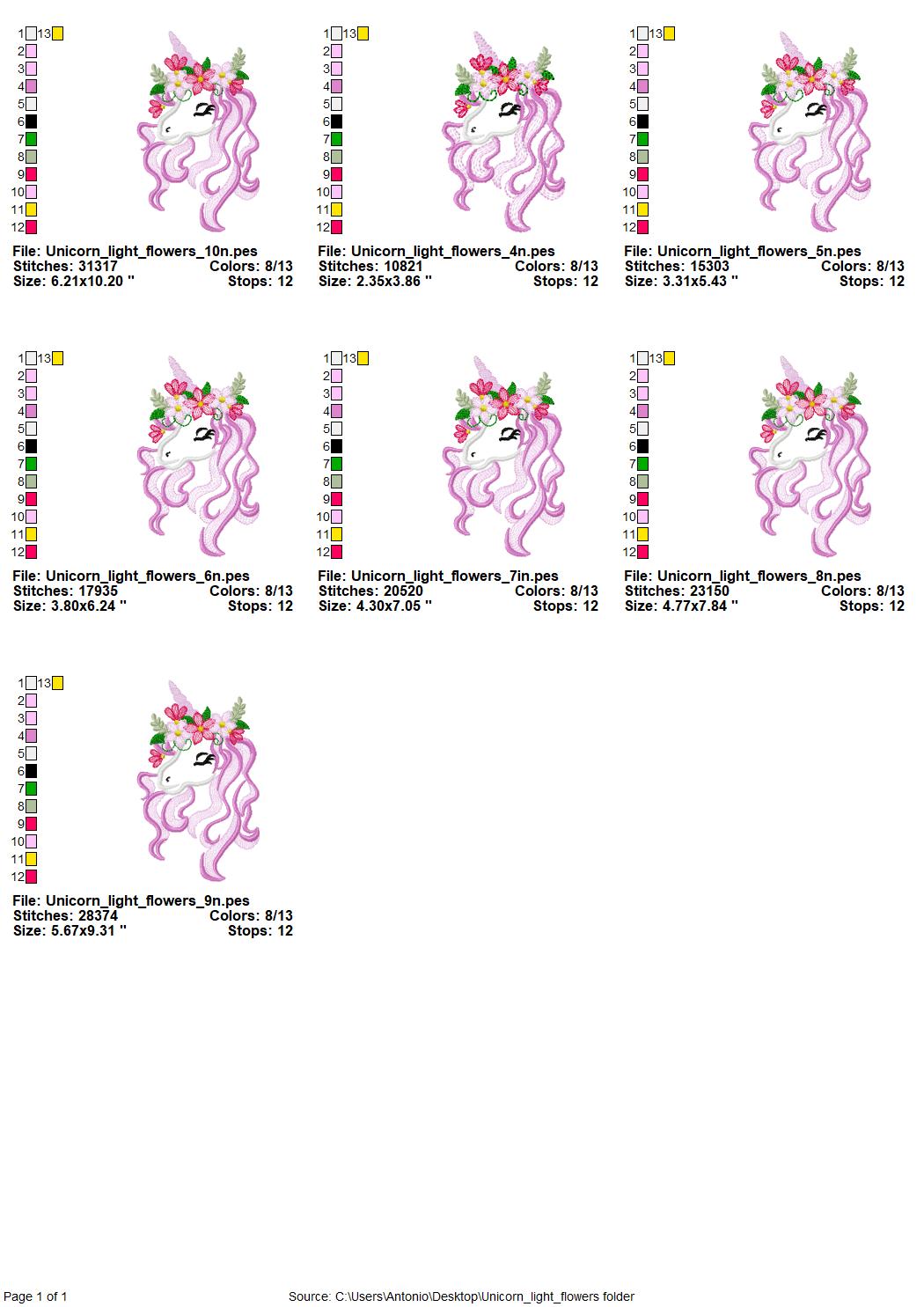 Floral crown Unicorn head summer girl – Animal machine embroidery design by Artapli
