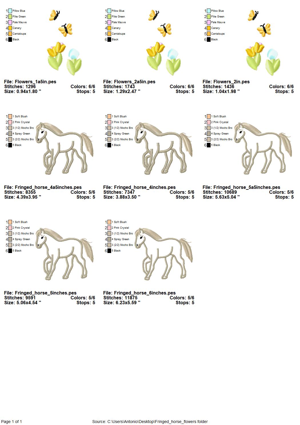 Fringed Flowers and Horse Applique